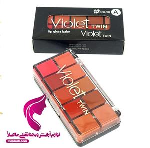 پالت رژ لب ویولت 10 عددی سری A VIOLET Lipgloss Balm color series 