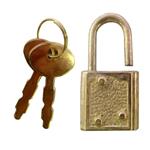 قفل و کلید آنتیک طلایی طول 33 میلی‌متر