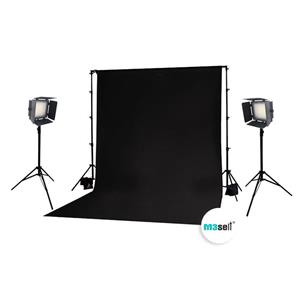 استودیو پرده بک گراند مشکی به همراه 2 نور LED