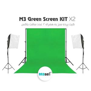 کیت کامل پرده سبز کروماکی5*3 به همراه 2 عدد سافت باکس
