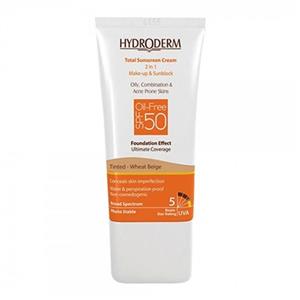کرم ضد آفتاب رنگی SPF50 هیدرودرم مناسب پوست چرب و مختلط حجم 40 میل – بژ گندمی 
