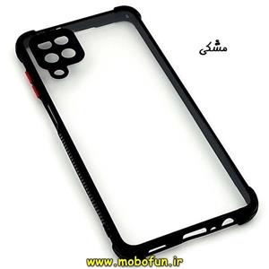 قاب گوشی A12 سامسونگ طرح پشت شفاف دور سیلیکونی محافظ لنز دار مشکی کد 87