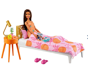 عروسک باربی و اتاق خواب Mattel Barbie Möbel-Spielset Schlafzimmer mit Puppe, Puppenhaus-Möbel