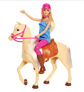 عروسک باربی سوارکار Mattel Barbie Pferd mit Puppe (blond), Anziehpuppe, Modepuppe, Pferde Spielzeug