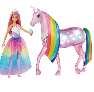 عروسک باربی و اسب تک شاخ Mattel Barbie Dreamtopia Magisches Zauberlicht Einhorn mit Puppe, Licht & Geräuschen