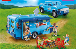 ست اسباب بازی وسایل نقلیه کمپینگ PLAYMOBIL-FunPark Pick-Up mit Wohnwagen 9502 