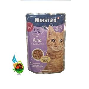 غذای پوچ گربه گوشت گاو در ژله گوجه فرنگی وینستون (Mit Rind in Tomatengelee) وزن 100 گرم