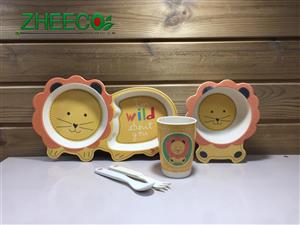 ظرف غذای کودک بامبو طرح شیر 02