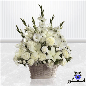 سبد گل سفید برای عرض تسلیت 14439