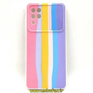 قاب گوشی Galaxy A12 سامسونگ فول ژله ای طرح رنگین کمان محافظ لنزدار کشویی کد 107