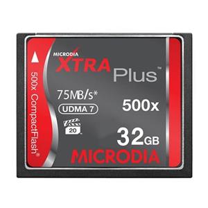 کارت حافظه CompactFlash مایکرودیا مدل Xtra Plus سرعت 500X 75MBps ظرفیت 32 گیگابایت Microdia Xtra Plus CompactFlash 500X 75MBps - 32GB