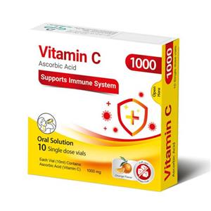 محلول خوراکی ویتامین ث 1000 میلی گرم پی بی جی فارما عددی PBJ Pharam Vitamin C 1000mg Single Dose Vial Oral Solution 