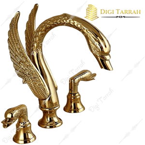 شیر روشویی سه تیکه قو طلایی براق