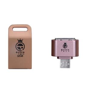 فلش مموری کوئین تک مدل UNIQUE PLUS  ظرفیت 32 گیگابایت به همراه مبدل OTG