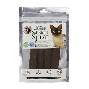 تشویقی گربه هاپومیل مدل Sprat Soft Strips وزن 100 گرم 