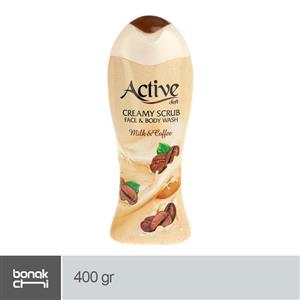 شامپو صورت و بدن کرمی اسکراب اکتیو با رایحه قهوه وزن 400 گرم