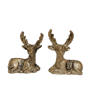 مجسمه جفت گوزن نشسته برنجی