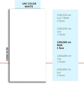سرامیک اسلب سوپر سفید پالرمو ۱۲۰ در ۲۴۰ پرسلان مات Uni Color White 