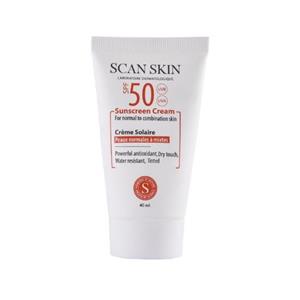 کرم ضد افتاب رنگی اسکن اسکین 40 میلی مناسب پوست های نرمال مختلط با SPF50 Scan Skin Sunscreen for Normal to Combination Tinted 