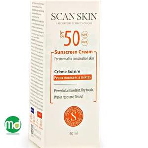 کرم ضد افتاب رنگی اسکن اسکین 40 میلی مناسب پوست های نرمال مختلط با SPF50 Scan Skin Sunscreen for Normal to Combination Tinted 