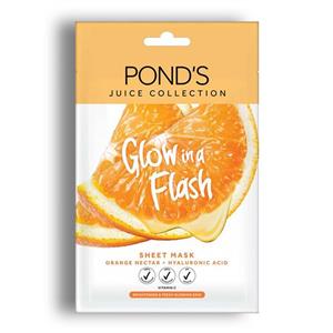 ماسک لایه ای Ponds سری Juice Collection مدل Orange Nectar وزن 20 گرم Pond's Juice Collection Glow In A Flash Orange Nectar Sheet Mask 20gr