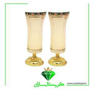 گلدان تزئینی جفتی کریستال سازان مدل مینا شیری کد G998