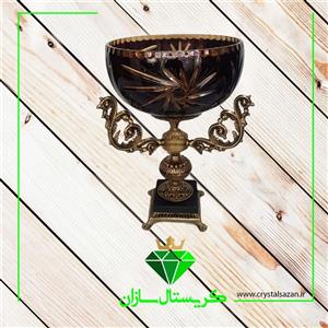 میوه خوری پایه دار دو پوست مدل تابان مشکی رنگ کریستال سازان کد M1237 