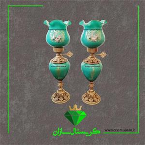 چراغ نفتدان مدل رومنس سبز فیروزه ای کریستال سازان کد N1261