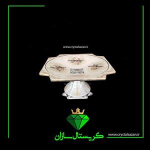 دیس شیرینی خوری مدل نیترو طرح رومنس شیری رنگ کریستال سازان کد K1247