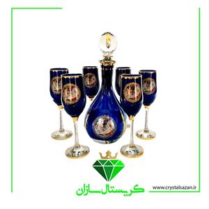 تنگ و جام مدل پیزا طرح نیلوفرانه سرمه ای کریستال سازان کد J1241