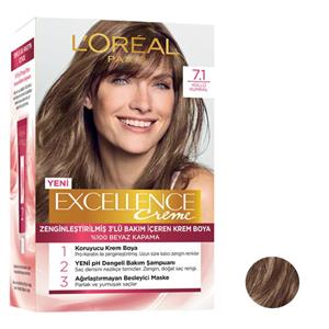 رنگ موی زنانه  Excellence Creme 7.1 لورال