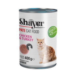 کنسرو غذای گربه شایر مدل Senior Chicken & Turkey وزن 400 گرم