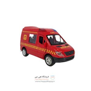 اسباب بازی ماشین فلزی طرح آتش نشانی قرمز رنگ