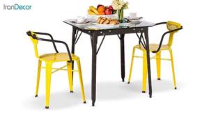 سرویس دونفره میز مربع و صندلی فلزی مدل بیتا از نهال سان