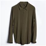 شومیز نخی زنانه زره سبز زیتونی -Zere Womens Olive Shirt