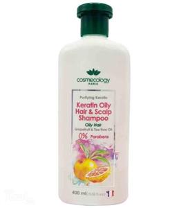 شامپو حاوی کراتین کنترل کننده چربی مو و پوست سر 400 میل کاسمکولوژی Keratin Oily Hair And Scalp Shampoo Oily Hair 400ml