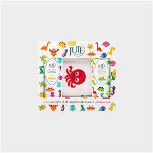 پک کودک شامل کرم سوختگی، لوسیون بدن و هدیه حوله مخصوص کودک ژوت Jute Kids Pack