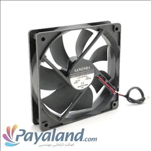 هواکش کامپیوتری  پروانه 12 سانت 12DC ولت SANONDA مدل L12T12B-1R-25 (ضخامت 25mm) سیم ذار فیش دار