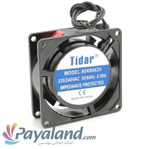 هواکش کامپیوتری پروانه  8 سانت چینی 220ولت Tidar تیپ 25×80×80 دو سیم(25mm)