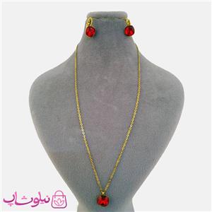 نیم ست زنانه استیل با سنگ رنگی کد 1145