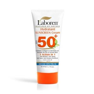 ضدآفتاب 5کاره بدون رنگ اس پی اف 50 مناسب پوست خشک و نرمال لابورن Laboren 5 Action In 1 Sunscreen Cream Spf50 For Dry And Normal Skin