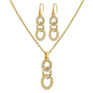 نیم ست زنانه برنجی نگین دار زنجیری کد RS-361