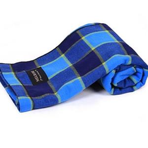 پتو مسافرتی یکنفره چهارخانه آبی