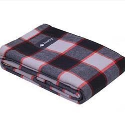 پتو مسافرتی یکنفره چهارخانه طوسی قرمز