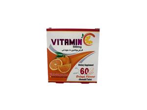 قرص ویتامین ث جویدنی 500 میلی گرم دنیا دارو سپهر 60 عدد Donya darou Sepehr orange flavour vitamin c chewable tablet 