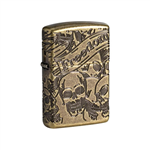 فندک زیپو مدل Zippo Armor Freedom Skull Antique Brass کد 49035