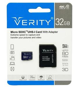 رم میکرو ۳۲ گیگ وریتی Verity Extreme U3 C10 80MB/s + خشاب 