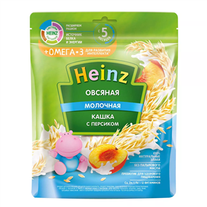 غذای کودک بلغور جو دوسر با شیر و هلو و امگا 3 هاینز HEINZ