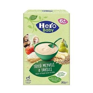 غذای کودک هشت غله و میوه با شیر هرو بیبی 240 گرم Hero Baby طرح جدید