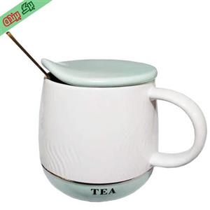 ماگ سرامیکی درب دار به همراه قاشق مدل TEA
